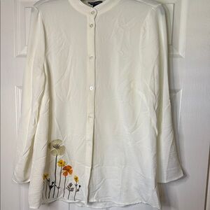 NWOT Nina Leonard Mandarin Collar Embroidered Tunic